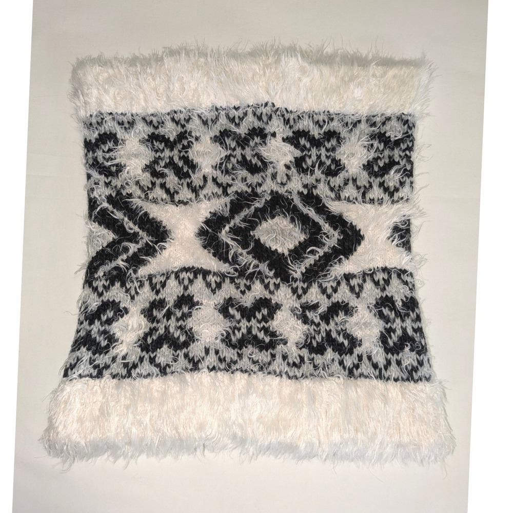 ExpressFaux Fur Knit Infinity Scarf Ivory Black Cozy Winter Neck Warmer OS - Picture 2 of 7